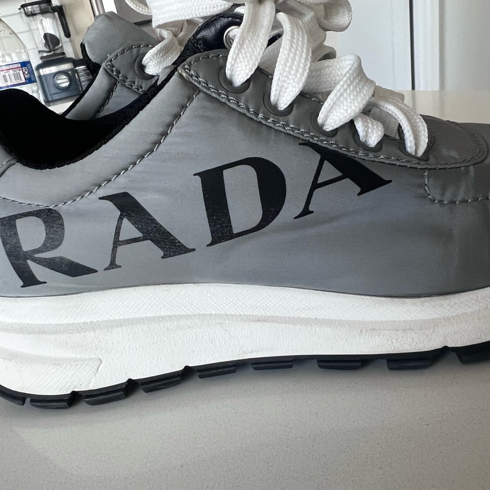Prada Gray Sneakers with White Laces